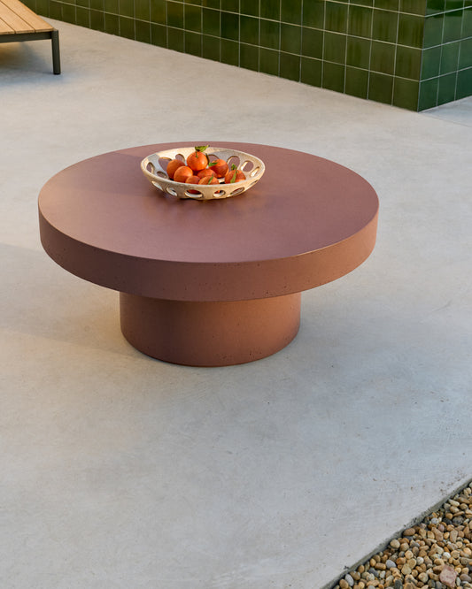 Taula de centre Aiguablava de ciment terracota Ø90 cm