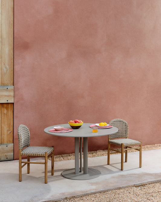 Mesa redonda de exterior Sedalis de acero y sobre de aluminio topo Ø120 cm