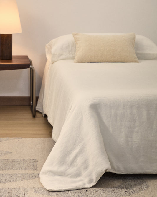 Conjunt Simmel fundes nòrdica i de coixins de cotó i lli color cru llit 90 cm