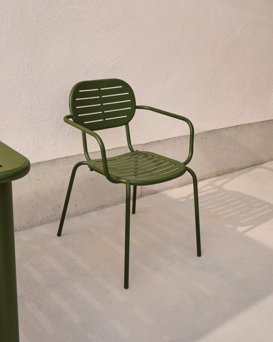 Cadira apilable d’exterior amb reposabraços Brai d’acer galvanitzat verd