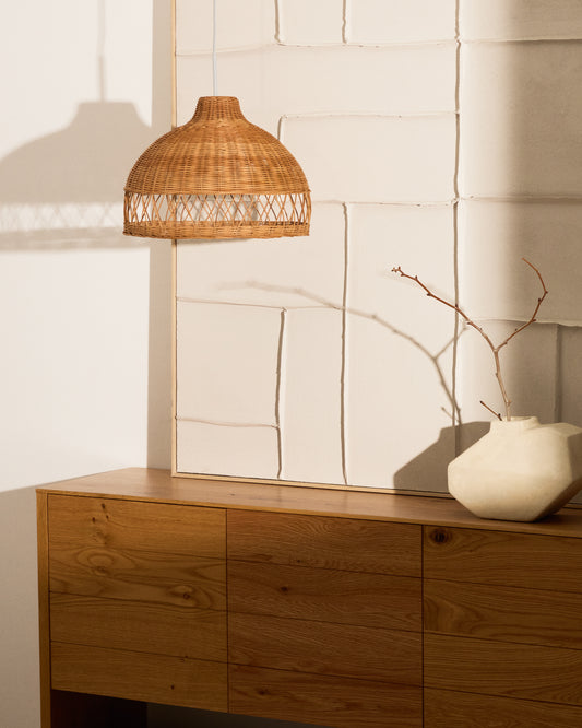 Pantalla per a llum de sostre Loura de rotang amb acabat en to natural Ø40 cm