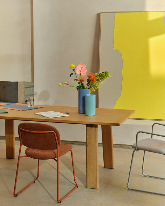 Taula extensible Arlen xapa y fusta massissa roure acabat natural 200(250)x95cm FSC Mix Credit