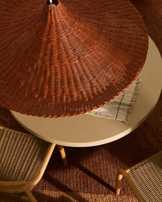 Pantalla per a llum de sostre Bladia de rotang amb acabat terracota Ø90 cm