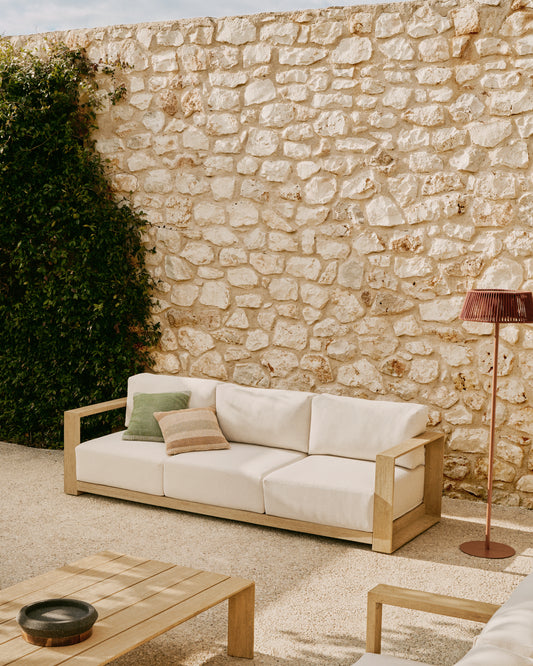 Sofà Ambra de 3 places de fusta massissa d'acàcia amb acabat clar 249 cm FSC 100%