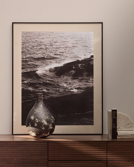 Vase Orelin en céramique noire et blanche 39 cm