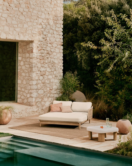 Gandula doble Catalina de corda beix i fusta massissa d'acàcia FSC 100%