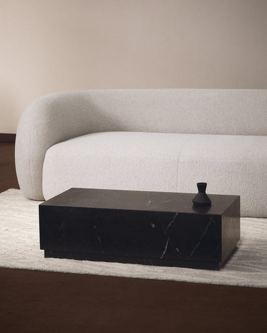 Taula de centre Sorein de marbre negre 100 x 50 cm