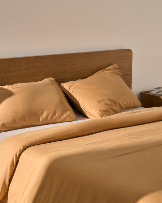 Funda nòrdica Sirale 100% cotó setí acabat rentat color coure per a llit de 180 cm