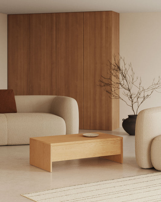 Taula de centre elevable Abilen de xapa de roure 110 x 60 cm FSC 100%