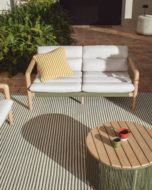 Alfombra Ardelia de fibras sintéticas verde y beige 160 x 230 cm