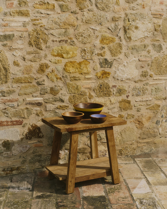 Reposapeus Safara fusta massissa teca reciclada 50 x 32 cm