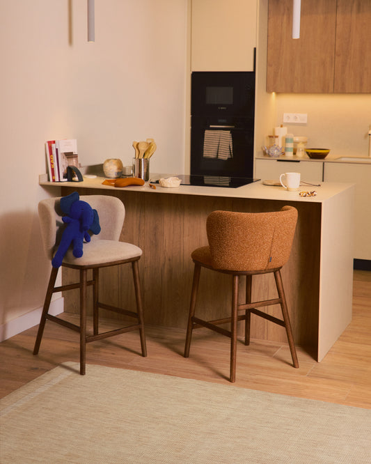 Alfombra Dalena de lana jacquard raya beige 230 x 160 cm