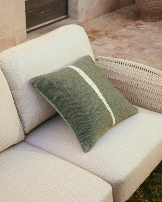 Funda de cojín Daila con gráfico Ikat 100% PET jacquard verde 50 x 50 cm