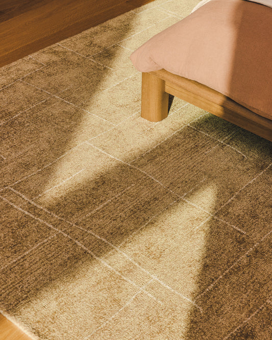 Alfombra Eloda de lana y viscosa mostaza 200 x 300 cm