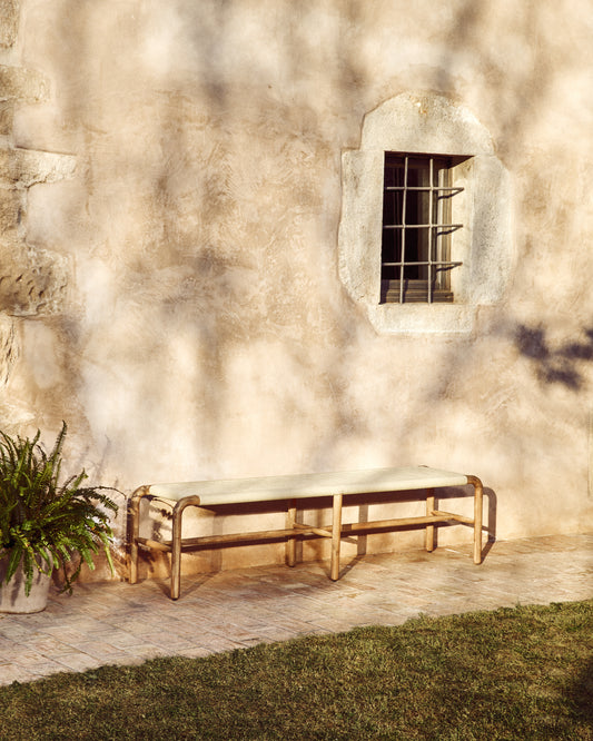 Banc Alipa en bois d’acacia et corde écrue 200 cm FSC 100 %