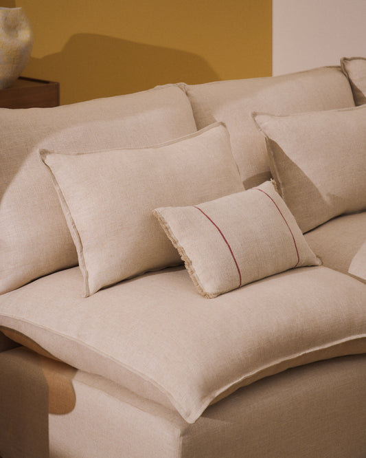 Sofà raconer modular desenfundable Anarela 6 places de lli i viscosa beix 327 x 217 / 217 x 327 cm FSC Mix Credit