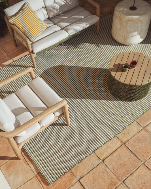 Alfombra Ardelia de fibras sintéticas verde y beige 200 x 300 cm