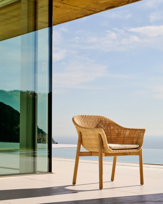 Cadira Galea de fusta massissa de teca i rotang sintètic FSC 100%