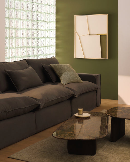 Sofà modular desenfundable Anarela 5 places de lli taupe 370 cm FSC Mix Credit