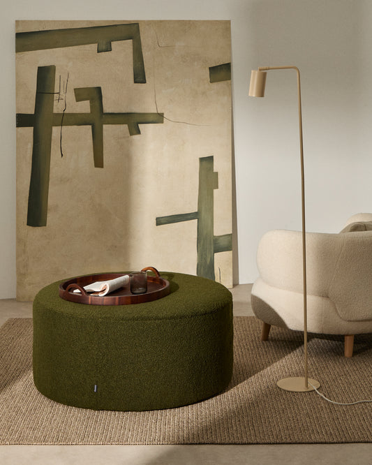 Housse pour repose-pieds Kaeli en bouclette vert Ø 90 cm