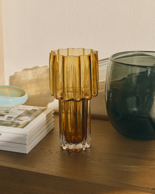 Vase Cristila en verre orange 30 cm