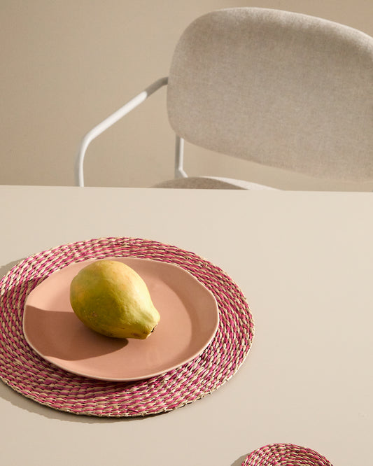 Set Rivela de 2 manteles individuales de seagrass rojo Ø38 cm