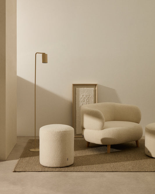 Housse pour repose-pieds Kaeli en bouclette écru Ø 43 cm