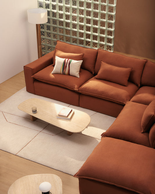Sofà raconer modular desenfundable Anarela 6 places de lli terracota 347 x 307 cm FSC Mix Credit