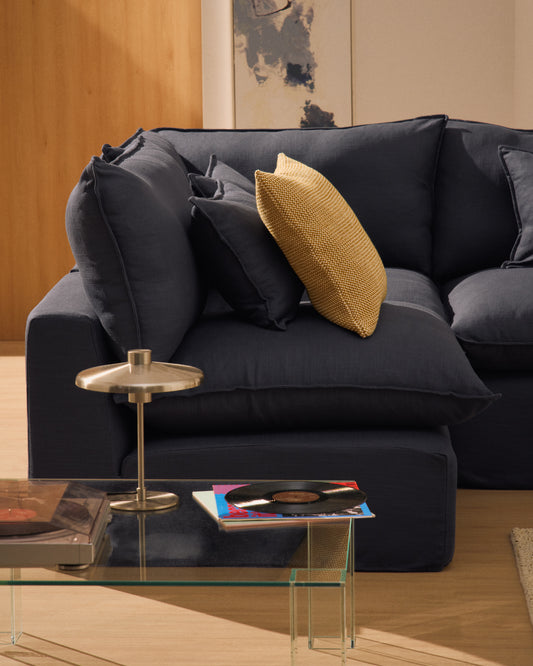 Sofà raconer modular desenfundable Anarela 6 places de lli i viscosa gris fosc 327 x 217 / 217 x 327 cm FSC Mix Credit