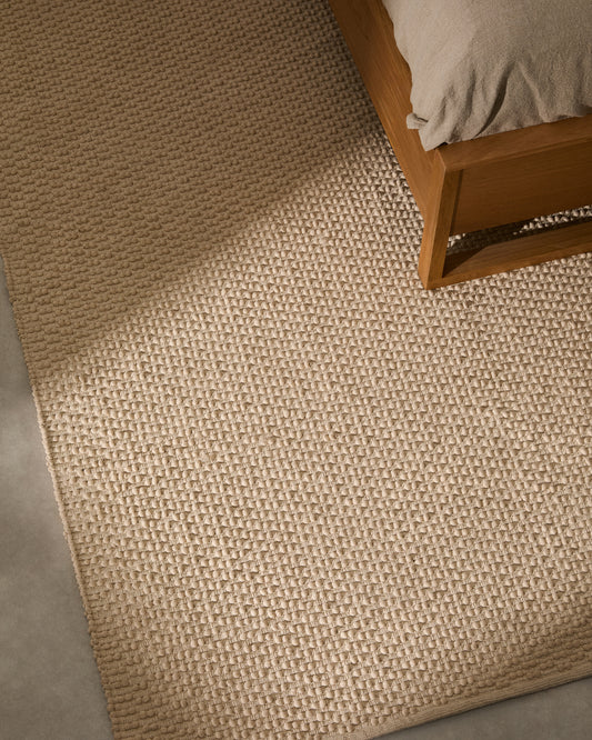 Tapis Mascarell de coton et polyester blanc 160 x 230 cm