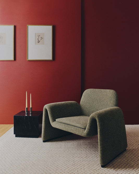 Butaca Melvia de chenilla verde