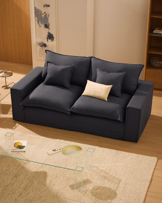 Sofà desenfundable Anarela 2 places de lli i viscosa gris fosc 220 cm FSC Mix Credit