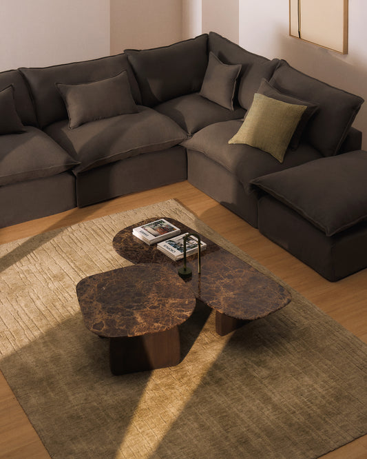 Sofà raconer modular desenfundable Anarela 6 places de lli taupe 347 x 307 cm FSC Mix Credit