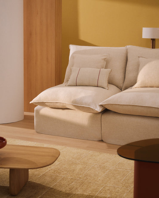 Sofà modular desenfundable Anarela 3 places de lli i viscosa beix 220 cm FSC Mix Credit