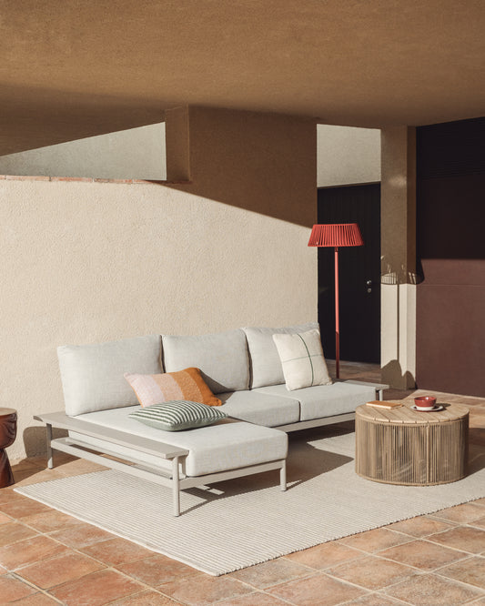 Sofá Vathi 3 plazas de aluminio con chaise longue izquierdo topo 250 x 159 cm