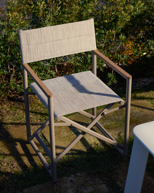 Silla plegable de exterior Tisno de aluminio topo y texteline topo