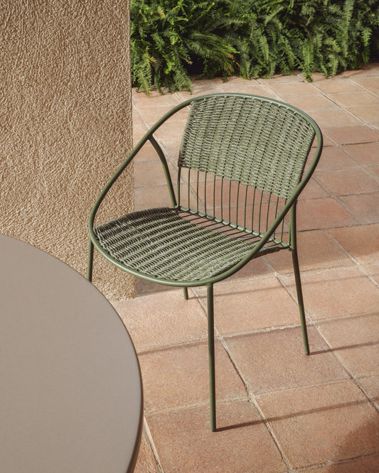 Silla apilable de exterior Atrani de acero galvanizado y cuerda verde