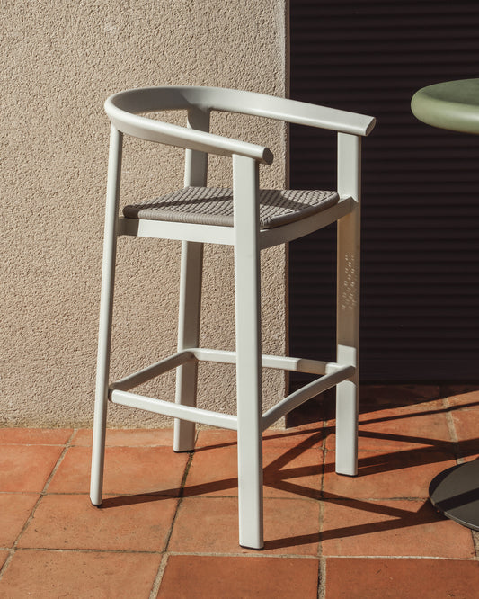 Taburet Erice d’alumini i corda cru 65 cm