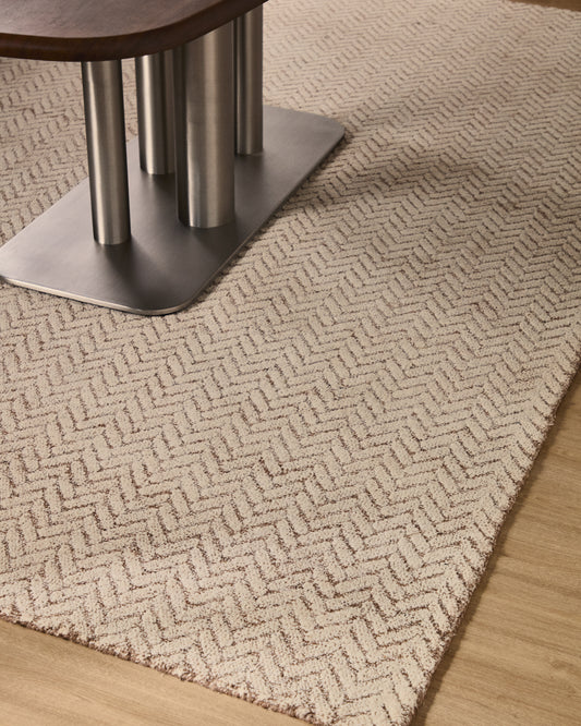 Alfombra Calira de lana jacquard trenzado beige 230 x 160 cm