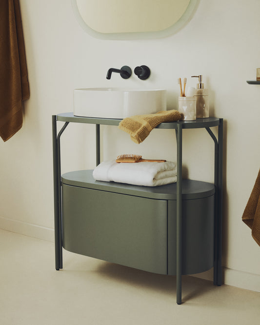 Moble de bany Arely amb estructura d'acer i MDF lacat verd 90x40 cm