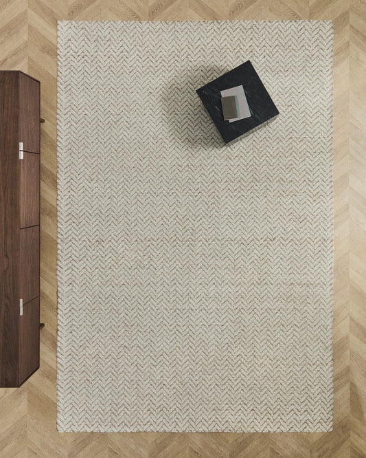 Catifa Calira de llana jacquard trenat beix 300x200 cm