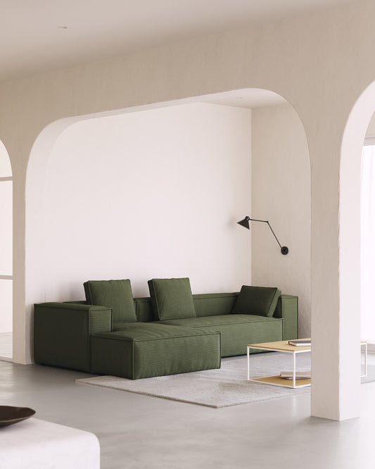 Sofà Blok 3 places de pana gruixuda chaise longue esquerre verd 300 cm FSC Mix Credit