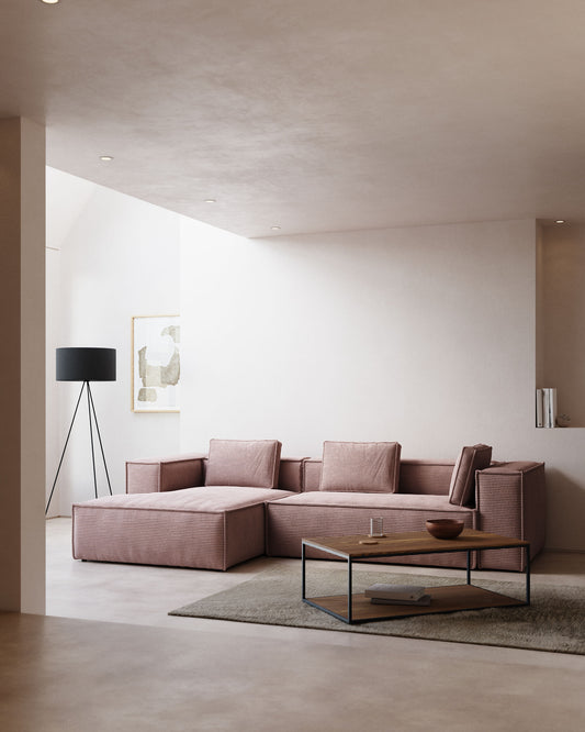 Sofà Blok 4 places de pana gruixuda chaise longue esquerre rosa 330 cm FSC Mix Credit