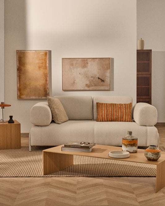 Sofà Compo 2 places xenilla cru i estructura de metall beix 200 cm FSC Mix Credit