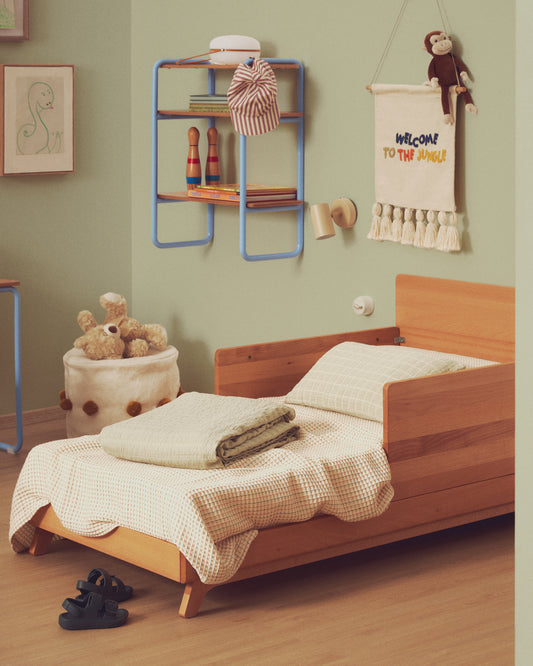 Cobrellit Wufy 100% cotó waffle ratlla multicolor per a llit de 90 cm