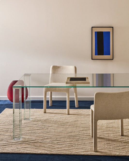 Mesa Adularia de vidrio templado transparente 200 x 100 cm