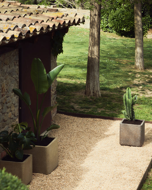 Set Minoa de 2 portatestos d'efecte pedra marró 44 x 44 cm