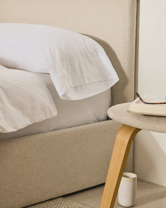 Llençol de sota Teia 100% cotó percal 180 fils blanc per a llit de 160 cm