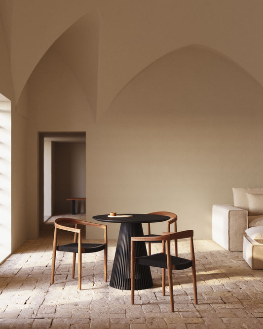 Taula rodona Jeanette de fusta massissa de mindi negre Ø 90 cm