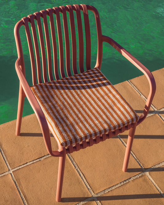 Cojín para silla Dirome 100% PET rayas naranja 40 x 40 cm